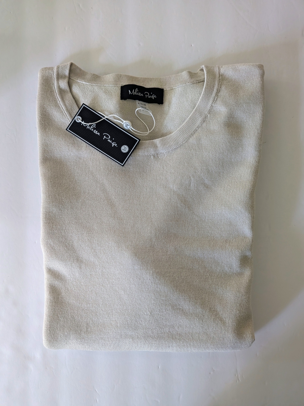Light Beige Crewneck Women’s Sweater by Melissa Paige New w Tags - Picture 7 of 8